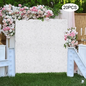 20Pcs Flower Panel Artificial Flower Wall Panel White Flower Backdrop Wall Decor - Picture 1 of 16