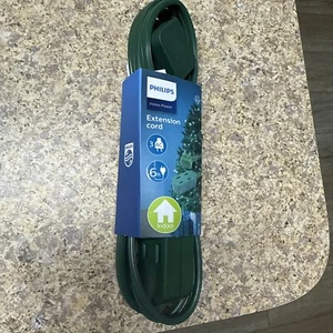 1 NEW Philips Home Power Extension Cord 6 ft 3 AC outlet prong, green, indoor - Picture 1 of 4