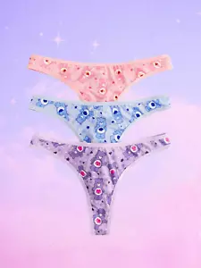 Women's Care Bears Kawaii Licensed Cartoon Cute Thong Panties - Pack of 3 - Picture 1 of 5