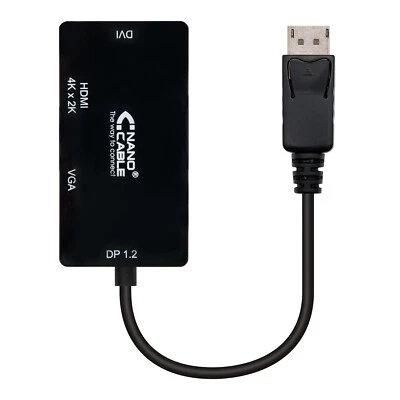  Nanocable - Conversor 3 en 1 Displayport 1.2 a VGA / DVI / HDMI 4K 15 cm - Imagen 1 de 2