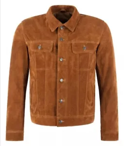 Giacca in vera pelle da uomo marrone casual da cowboy - Foto 1 di 6