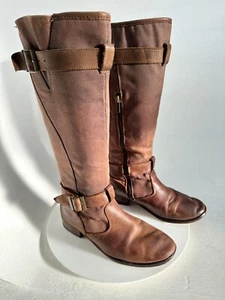 Fat Face Leder Stiefel Schuhe UK Größe 5 EU38 Damen Marena Canvas Reiten Reißverschluss - Bild 1 von 16