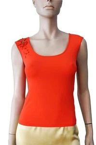 Vintage Y2k BLUMARINE JEANS 38 US 2 Starfish Embellished Orange Nylon Top - Picture 1 of 3