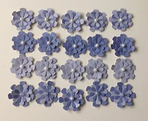 20 Dark Blue & Light Blue Paper Daisies Embellishments - Picture 1 of 1