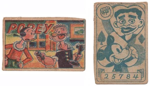 c1940's 'MIckey Mouse & Enoken Back' Japanese MENKO Card~ POPEYE and OLIVE OYL - Picture 1 of 3