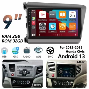 DAB+ 32GB Für Honda Civic 2012-2015 9" Android Autoradio GPS Navi Carplay Radio - Picture 1 of 21