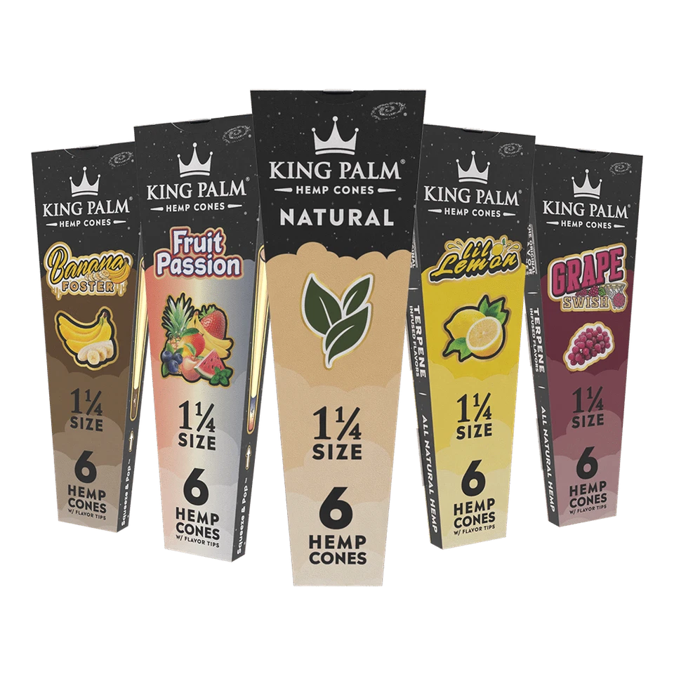 King Palm | 6 Flavoured Pre Rolled Cones | 1 1/4 Size | Squeeze and Pop