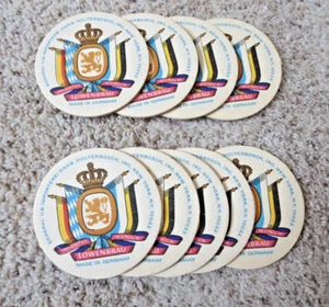 9 Vintage German Lowenbrau Beer COASTERS 1960s Royal Coats Of Arms - Picture 1 of 4
