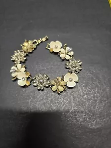 Bracciale Vintage Napier Strass Floreale Ape Farfalla 7,5 DIFETTO - Foto 1 di 6