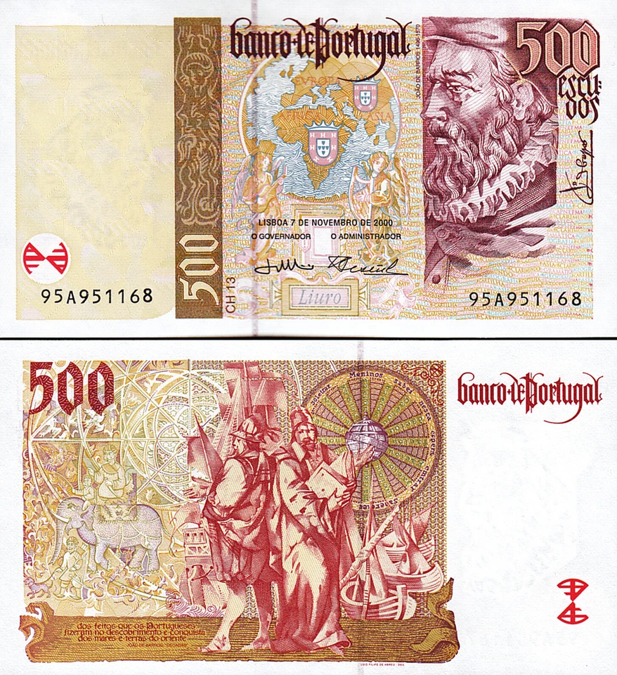 Portugal 500 Escudos 7-11-2000, UNC, 2 Pcs PAIR, Consecutive, P-187c - Image 1 of 4