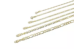 14k Solid Yellow Gold  Figaro Link  Chain Necklace 1.5mm -11.5mm  Sz 16"-30"