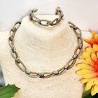Vintage Matching Set Jewelry Rope Chain Silver Gold Tones Cable Modernist Choker