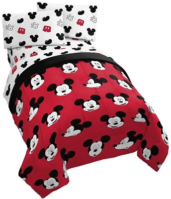 Jay Franco Disney Mickey Mouse Caras Lindas Juego de 4 Piezas Cama Doble - Incluye Com... Foto 1 de 4