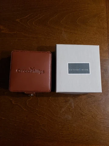 Original Vintage Cutter & Buck Travel Alarm Clock in Leather Box Cover