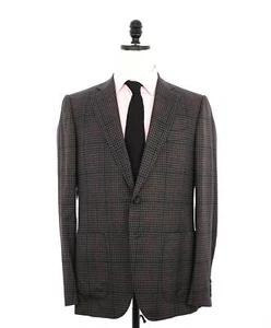 $3,750 ISAIA - "BASE GREGORY" *CLOSET STAPLE* Gray Plaid Coral Pin Suit - 40R - Picture 1 of 10