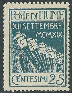 1920 FIUME INGRESSO LEGIONARI LEGIONARI A FIUME 25 CENT AZZURRO MNH ** - E161 - Picture 1 of 1