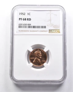 PF68 RD 1952 Lincoln Wheat Cent NGC *8020 - Picture 1 of 3