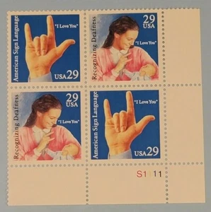 US SCOTT #2783-2784 29c PB OF 4 - UL - 1993 DEAF COMMUNICATION ASL MNH FREE SHIP - Picture 1 of 2