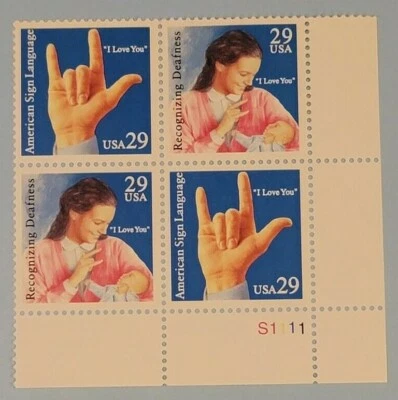 US SCOTT #2783-2784 29c PB OF 4 - UL - 1993 DEAF COMMUNICATION ASL MNH FREE SHIP - Image 1 of 2