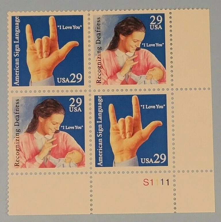 US SCOTT #2783-2784 29c PB OF 4 - UL - 1993 DEAF COMMUNICATION ASL MNH FREE SHIP - Image 1 of 2