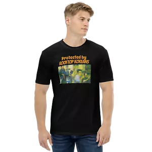 The Rooftop Koreans t-shirt- Korea Town LA riots tee in Georges Seurat style - Picture 1 of 20