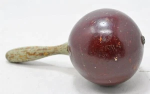 Antique Wooden Baby Rattle Toy Original Old Hand Carved Lacquer Painted - Picture 1 of 6