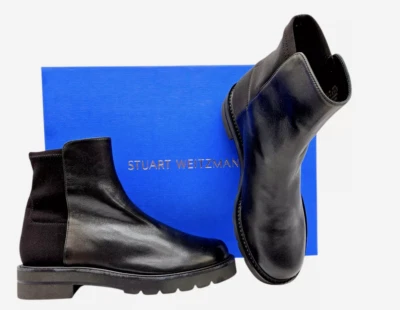 Botas Chelsea Stuart Weitzman para mujer 5050 talla 6,5 de cuero con tacón ancho - negras Foto 1 de 4