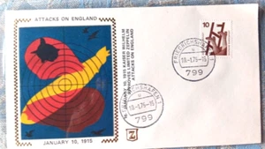 GERMANY WW1 kaiser approves ZEPPELIN ATTACKS ON ENGLAND ZASO SILK 1975 COVER UNA - Picture 1 of 1