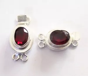 1 Pc Red Garnet Box Clasp 2 Strand Sterling Silver Plated Jewelry Making vj-211 - Picture 1 of 3