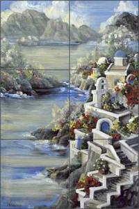 Mediterranean Tile Mural Tisha Whitney Art Ceramic Backsplash POV-TWA001 - Picture 1 of 5
