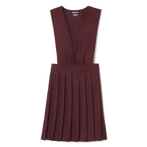 French Toast Big Girls' V-Neck Pleated Jumper Burgundy 10 - Picture 1 of 3