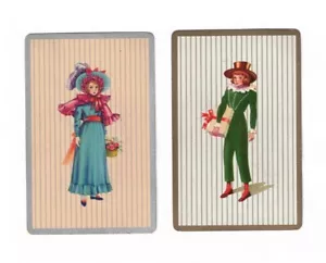 Swap Cards / Playing Cards Vintage Collectible Pair - Lady & Man - Bild 1 von 1