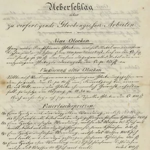 Kostenvoranschlag Glockengießer historisch Feuerwehr Augsburg Anton Bletl um 183 - Bild 1 von 3