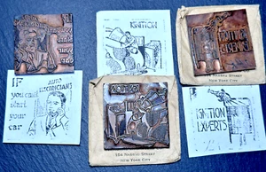 THREE AUTOMOTIVE ADVERTISING ELECTROTYPE PRINTING BLOCK IGNITION STAMPS E201 - Picture 1 of 15