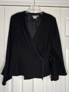 Maggy London Pant Set Women's Vintage 1980's Black Straight Leg Shoulder Pads 16 - Picture 1 of 9