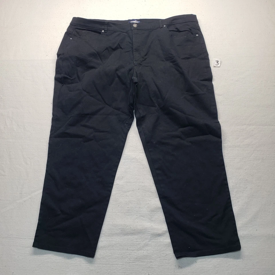 Basic Edition Solid Black Classic Fit 98% Cotton Straight Leg Pants Adult 26W - Image 1 of 4