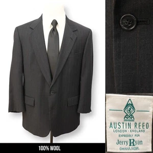 AUSTIN REED mens charcoal gray striped WOOL sport coat suit jacket blazer 42S - Picture 1 of 13