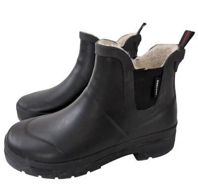 Tretorn Lina Chelsea Botas de Lluvia Mujer 6 Negro Goma Impermeable Cálido Invierno Foto 1 de 4