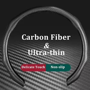 Universal 38 cm Car Steering Wheel Cover Carbon Fiber Non-Slip Accessories Black - Picture 1 of 10