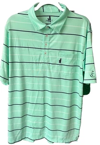 Camisa polo de golf grande Johnnie-O Prep-formance verde menta a rayas para hombre - Imagen 1 de 3