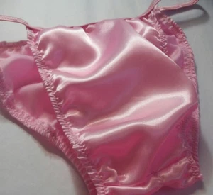 Mens Custom sewn Satin charmeuse Ruche Tanga Bikini Brief pink Handmade USA - Picture 1 of 2