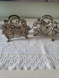 Vintage 1994 Godinger versilberte Traube/Blatt Serviettenhalter mit Sockeln - Bild 1 von 8