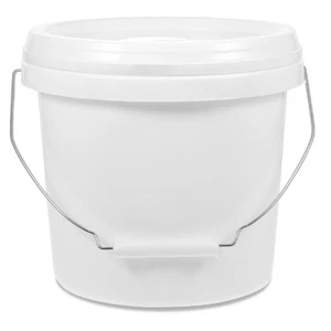 Plastic Paint Bucket 1 Gallon Paint Pail with Lid and Handle 4L Round White P... - Picture 1 of 9