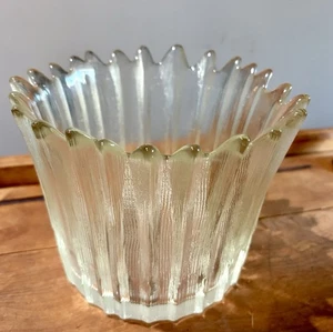 Mid Century Art Glass Serving Bowl Icicle Ice Texture Bucket MCM Vintage Vase - Picture 1 of 9