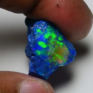 Blue Opal Rough 24.05 Cts - Natural Ethiopian Welo Opal Raw Fire Jewelry Grade - Picture 1 of 12
