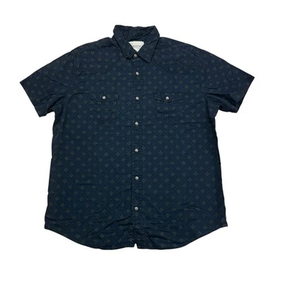 Aeropostale Western Para Hombres Grande L Geométrico Perla A Presión Manga Corta De Colección Y2K Foto 1 de 4