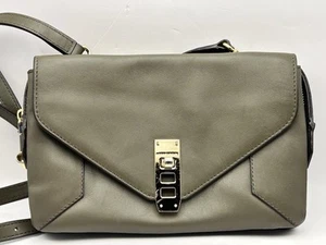 Henri Bendel Olive Green Leather Crossbody Bag Handbag Purse - Picture 1 of 15
