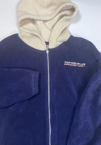 Oxford Blue Logo Fleece Full Zip Hoodie Navy Blue Size L / XL See Measurements - Picture 1 of 11