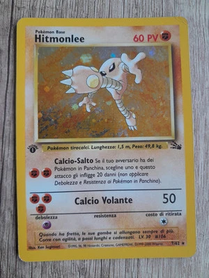 Pokemon Karte Hitmonlee Kicklee 1 Edition 7/62 Fossil Holo Rare Italienisch - Bild 1 von 4