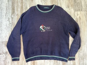 Vintage Carmel Sweater Crewneck Herren Freizeit Blau Pullover Golf Grafik Gr. XL USA - Bild 1 von 15